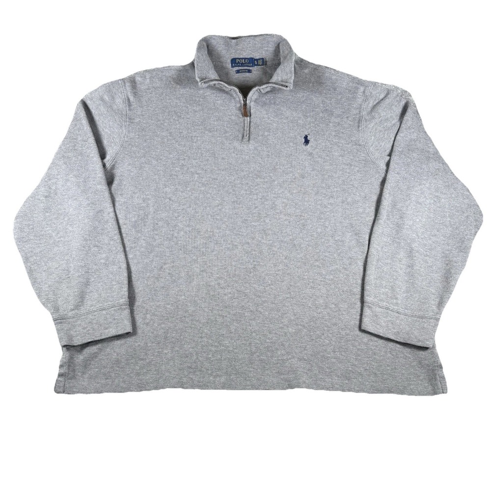 Polo Ralph Lauren 1/4 Zip‎ Pullover Men's XL Gray Estate Rib Long Sleeve Preppy